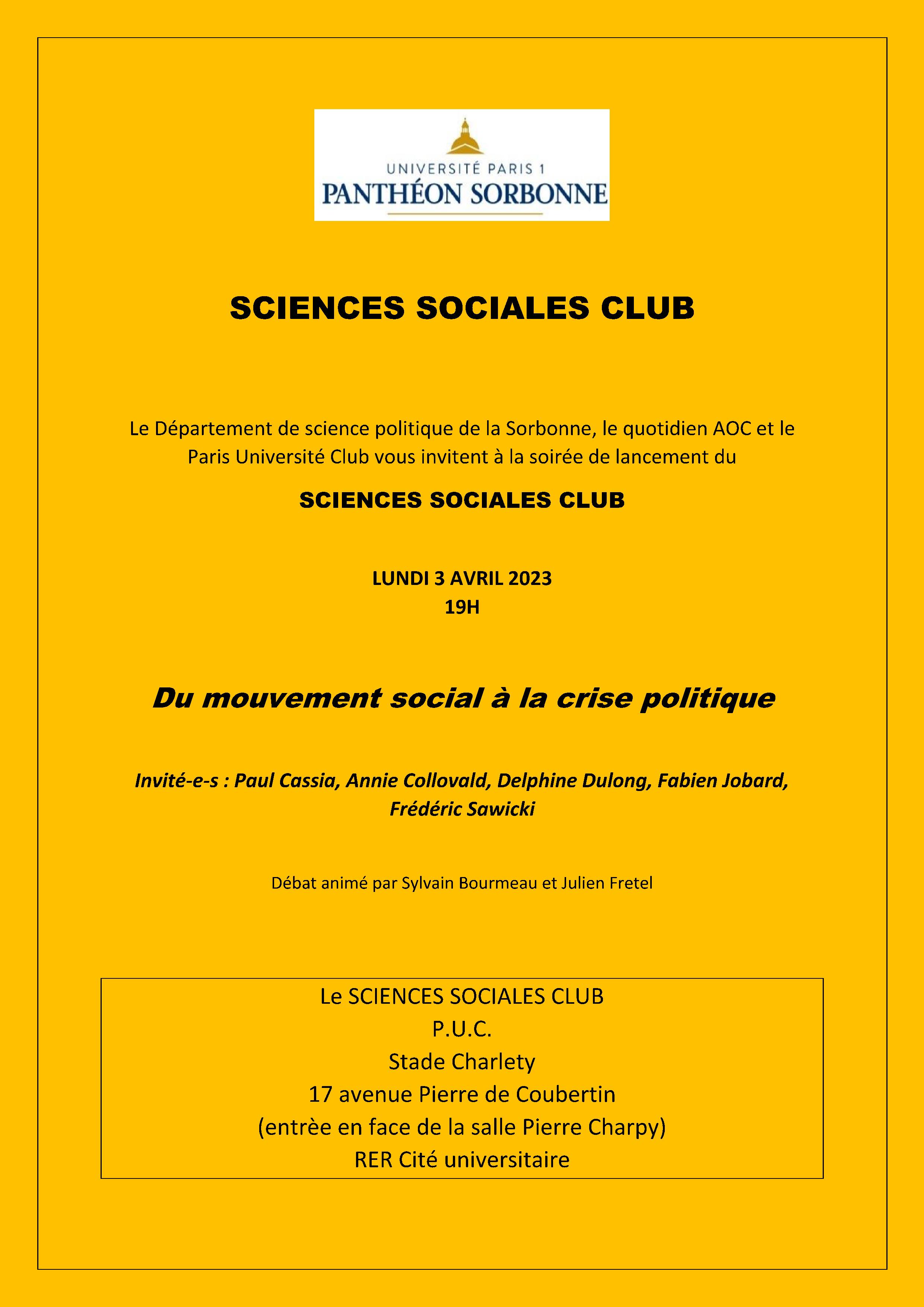 Sciences Sociales Club | UFR11 - Science Politique